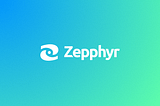 A white windmill logo to the left of the word “Zepphyr” centered on a blue-green gradient background