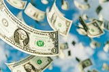 1 dollar notes falling from the sky