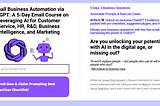 The landing page of email course on small business automation via ChatGPT