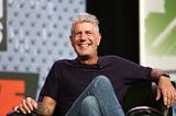 Anthony Bourdain sitting on stage at South by Southwest 2016