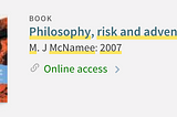 McNamee, M. (2007). Philosophy, risk and adventure sports. London; New York: Routledge