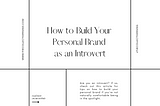 How to Build Your Personal Brand as an Introvert