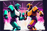 Two robots fighting