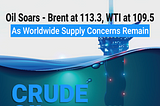 Oil Soars — Brent at 113.3, WTI at 109.5