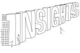 Three people working together to construct the word ‘insights’ written in large letters