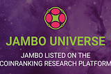 Jambo Listed on the Coinranking research platform