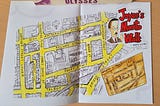 A cartoony map of an area of Dublin as found in the Joyce’s Monto Walk flyer