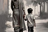 Mother and son holdinghands