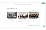 MongoDB’s career page featuring our “Meet the Team” blog post