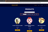 Catalogue page with product categories displayed