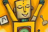 “A happy yellow robot learning in the style of Gustav Klimt” (DALL·E)