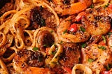 Cajun shrimp and sausage pasta