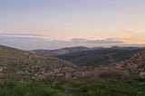 Hilltops and skyline at sunset