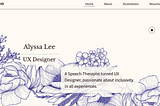 Screenshot of Alyssa Lee’s portfolio home page