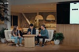 IMAGE: A screenshot of the Spring Update presentation by OpenAI, with Mira Murati and two engineers talking with ChatGPT-4o