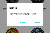 Samsung Galaxy Wearable App ‘White Screen’ Sign-In Form