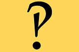 A black interrobang symbol on a yellow background.