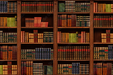 Shelving with books. Library. Book collection.
