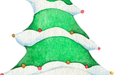 Whimsical elf hat, tall and green, with intermittent white bands dotted with yellow and pink beads, and a star on top (looks like a snowy Christmas tree)