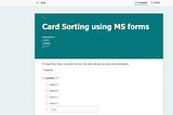 Card Sorting using MS forms