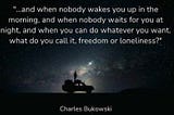 A quote about freedom or loneliness