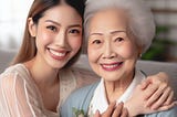 A gorgeous pair of Asian mother and daughter