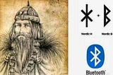 Left: King Harald Haraldr Blátǫnn (Bluetooth in Nordic) Gormsson. Right: The Bluetooth logo is a combination of the Nordic letters of the Viking King’s Initials, H.B.