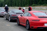 Porsche lineup at Dominion Raceway, Thornburg, VA, USA. IMAGE CREDIT: Laurel Haak CC-BY-4.0