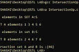 How to find intersection of two sets A and B using C programming?