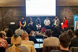Image of panel discussion at the AIGA Chicago Design Ethics Roundtable event, hosted at Basecamp.