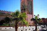 tower at the corner of a walled city in Marrakesh