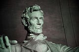 close-up of Lincoln’s face on the Lincoln monument