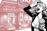 A woman having a meltdown outside Dairy Queen.