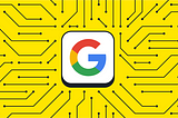 A yellow image representing a circuit board, with the Google logo located in the middle.