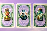 Three tarot pick a card piles: pile 1 — dragon, pile 2 — earth, and pile 3 — seaside