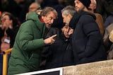 Sir Jim Ratcliffe is shown yelling at his football director. He reportedly proposed playing Bryan Mbeumo at right wing-back. Photograph: Simon Stacpoole/Offside/Getty Images