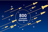 800 licensed operations with animations of rockets.