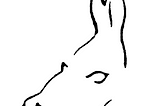 Line drawing that could be constued as a horse or a seal.