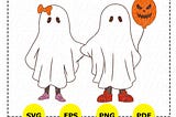 Cute Ghost Couple Svg, Ghost Couple Png, Halloween Ghost Svg, Halloween Ghost Png, Ghost Couple Holding Hands Svg, Vector For Halloween