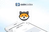 Partnership with CoinCodex & We’re LIVE on CC