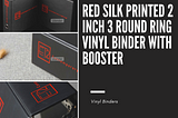 BinderRed Silk Printed 2 Inch 3 Round Ring Vinyl Binder With Booster