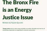 The Bronx Fire is an Energy Justice Issue