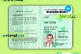 South African ID example in PSD format, fully editable (1986–2013)