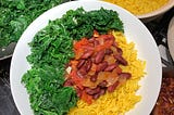 Tri-colored Vegan: Beans, Kale, Rice