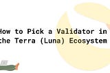 How to Pick a Validator in the Terra (Luna) Ecosystem