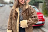 womens oversized leather bomber shearling jacket