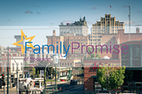 A view of Spokane with the logo of Family Promise of Spokane.