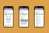 a collection of the redesigned screens on amazon’s product page, displayed are the product screen, the customer reviews, screen, a screen displaying the product description, product features and details, and other miscellaneous product information