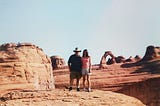 A photo of me and my dad at Arches National Park