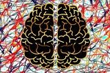 brain overlay atop multi colrod background consciousness
